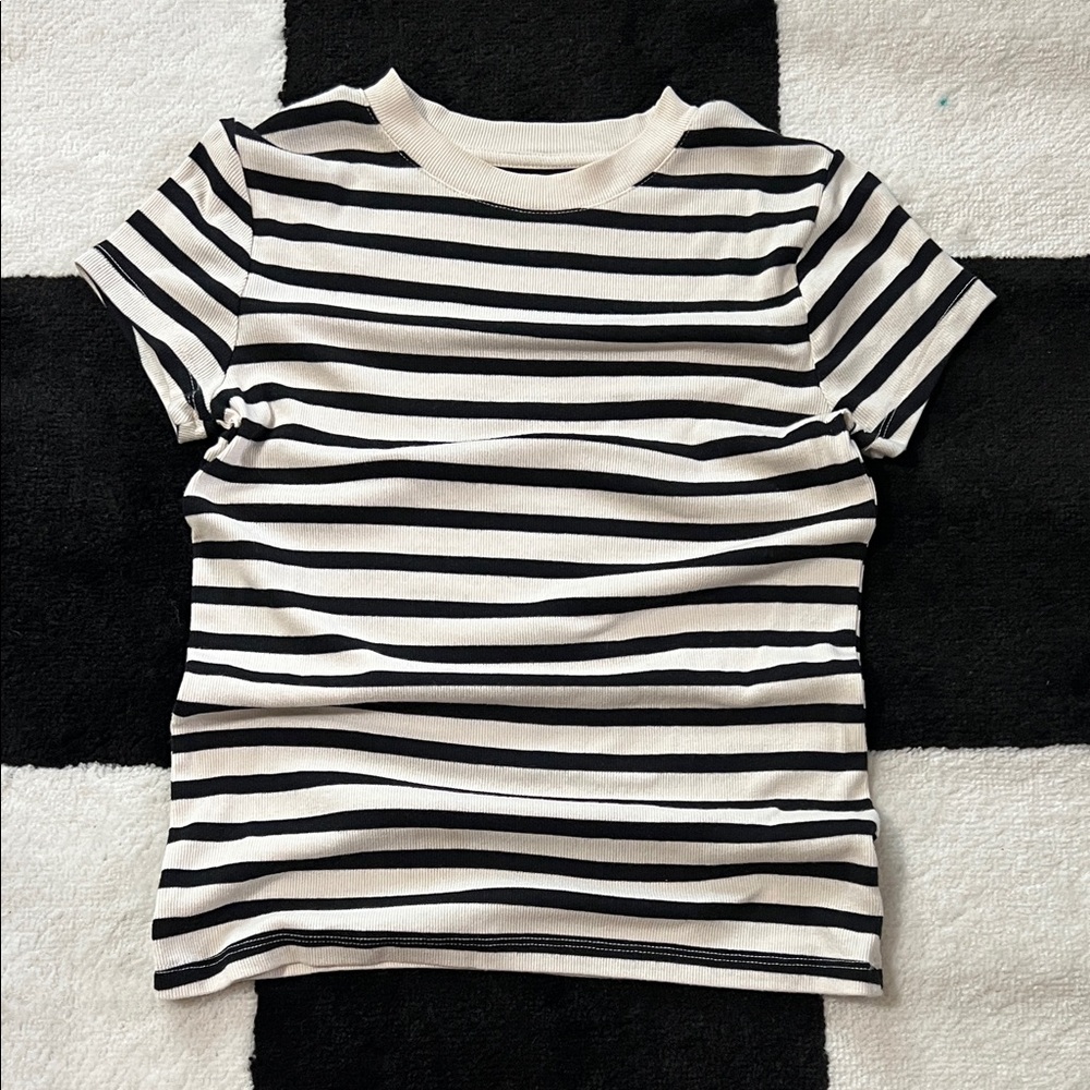 A New Day Striped Black and White T-Shirt